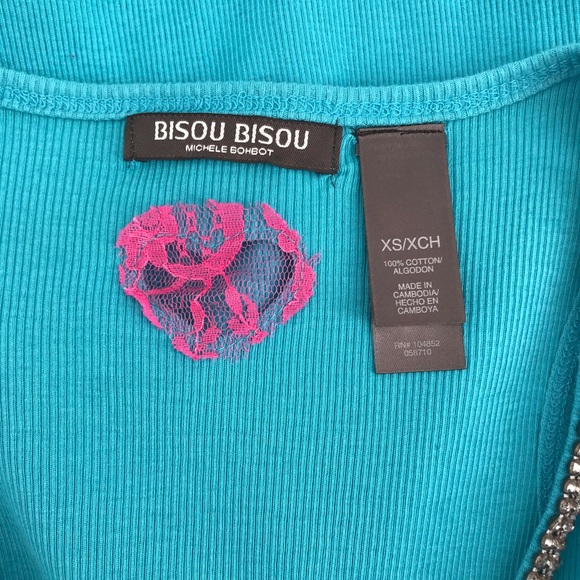 Bisou Bisou Teal Rhinestone Tank Top - Picture 4 of 5